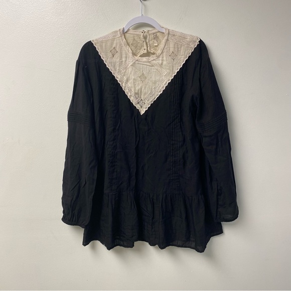 Free People Cutout Lace Flowy Tunic Top Size Large - Picture 1 of 11